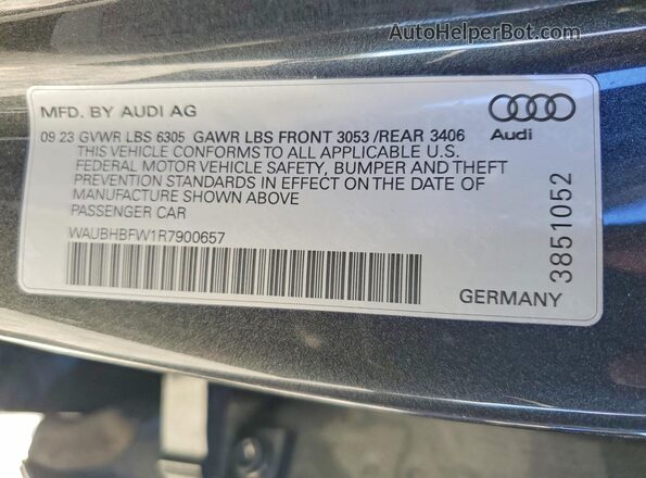 WAUBHBFW1R7900657 2024 AUDI RS Charcoal VIN კოდის სტიკერის ხედი