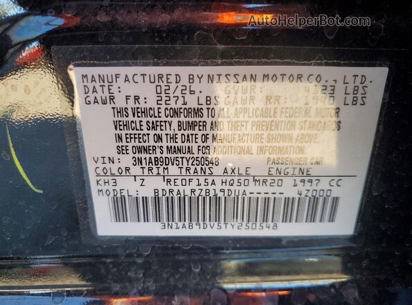 3N1AB9DV5TY250548 2026 NISSAN SENTRA Black Vista del compartimento del motor