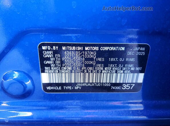 JA4ARUAUXTU011050 2026 MITSUBISHI OUTLANDER Blue 