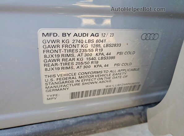 WA1LUBFZ9RP036223 2024 AUDI Q4 Gray 