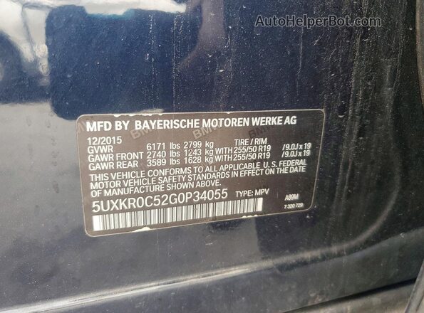 5UXKR0C52G0P34055 2016 BMW X5 Blue 