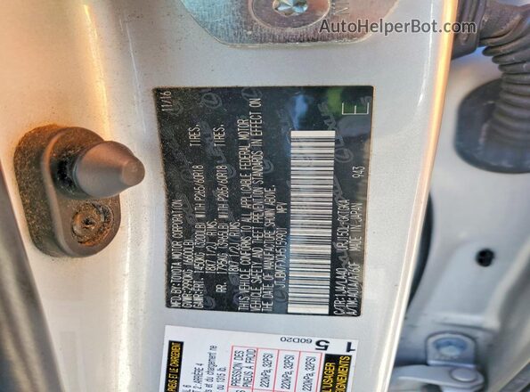 JTJBM7FX0H5159901 2017 LEXUS GX Silver VIN კოდის სტიკერის ხედი
