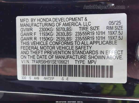 7FARS6H91SE106621 2025 HONDA CR-V HYBRID Black 