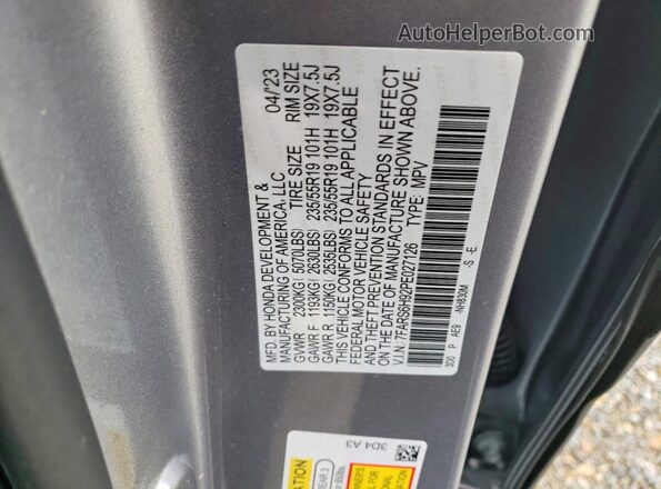 7FARS6H92PE027126 2023 HONDA CR-V Silver VIN կոդի պիտակի տեսք