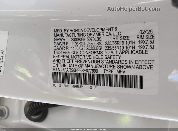 7FARS6H92SE077890 2025 HONDA CR-V White Engine compartment view