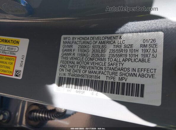 7FARS6H96TE081894 2026 HONDA CR-V Gray ძრავის განყოფილების ხედი
