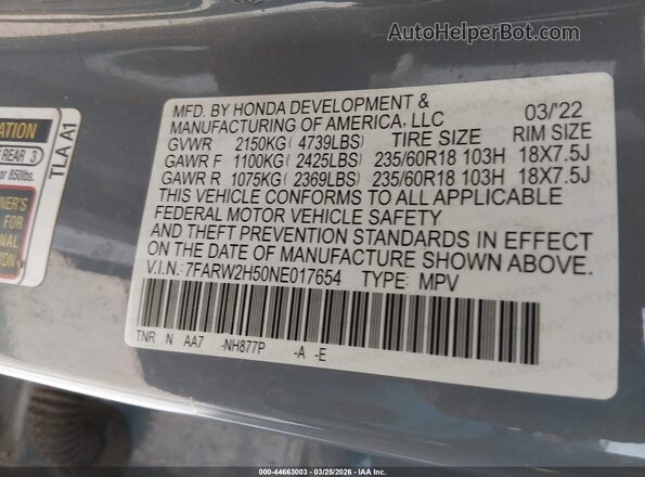 7FARW2H50NE017654 2022 HONDA CR-V Light Blue Engine compartment view