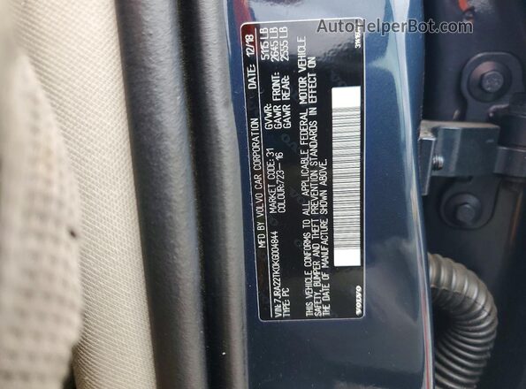 7JRA22TK0KG004844 2019 VOLVO S60 Синий Вид подкапотного пространства