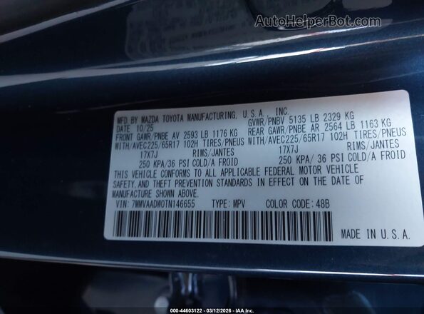 7MMVAADW0TN146655 2026 MAZDA CX-50 HYBRID Blue Engine compartment view