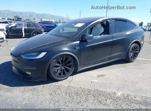 7SAXCAE55NF350168 2022 TESLA MODEL X Black Առջևի ձախ երեք քառորդ տեսարան