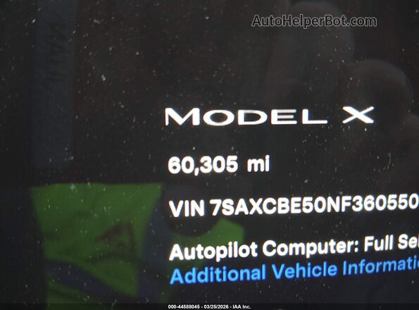 7SAXCBE50NF360550 2022 TESLA MODEL X Burgundy 