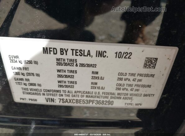 7SAXCBE53PF368290 2023 TESLA MODEL X Black 