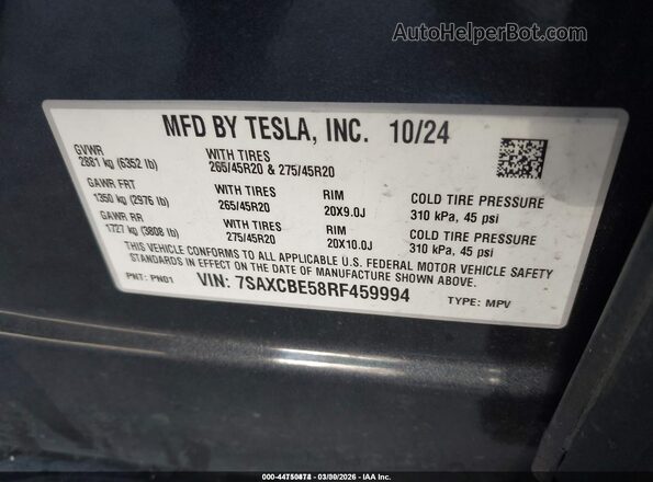 7SAXCBE58RF459994 2024 TESLA MODEL X Orange Вид підкапотного простору