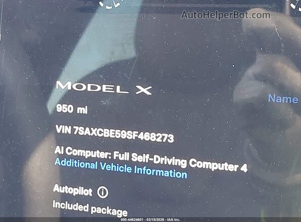 7SAXCBE59SF468273 2025 TESLA MODEL X Gray 360 interior view