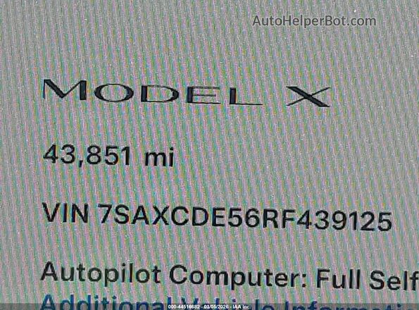 7SAXCDE56RF439125 2024 TESLA MODEL X Gray Սալոնի 360 աստիճան տեսք