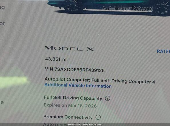 7SAXCDE56RF439125 2024 TESLA MODEL X Gray Հետևի նստատեղերի տեսք