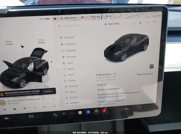 7SAYGAEE5RF983185 2024 TESLA MODEL Y Black Rear seats view