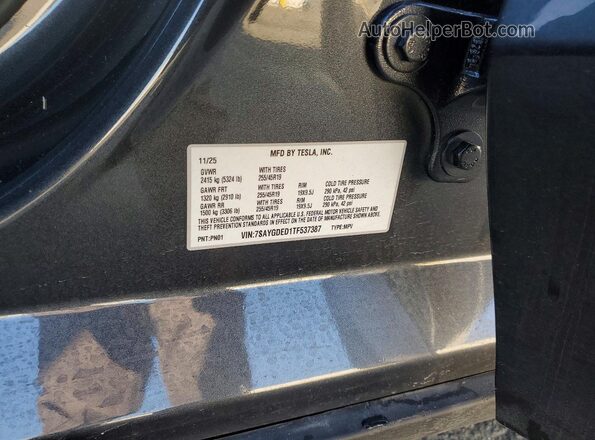 7SAYGDED1TF537387 2026 TESLA MODEL Black Engine compartment view