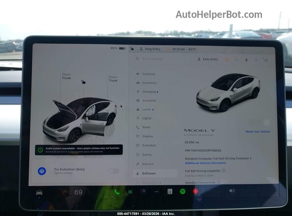 7SAYGDED3RF158528 2024 TESLA MODEL Y Белый Вид задних сидений