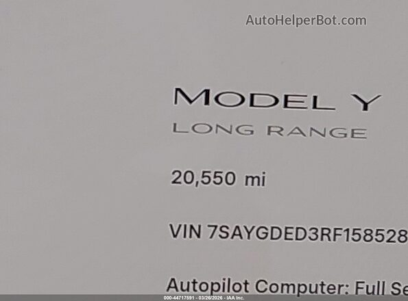 7SAYGDED3RF158528 2024 TESLA MODEL Y Белый 