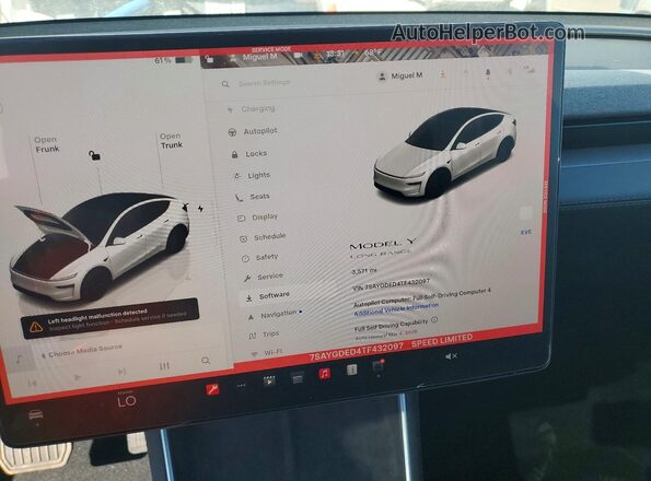 7SAYGDED4TF432097 2026 TESLA MODEL White Widok zestawu wskaźników