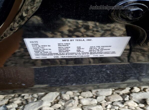 7SAYGDED5TF384495 2026 TESLA MODEL Black VIN կոդի պիտակի տեսք