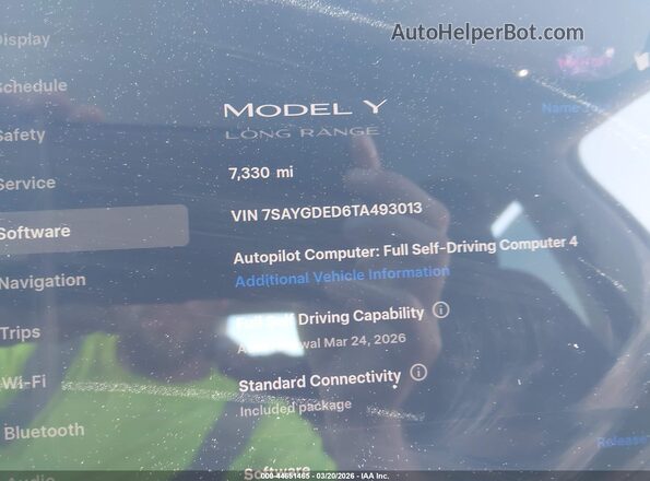 7SAYGDED6TA493013 2026 TESLA MODEL Y Белый Панорамный вид салона 360°