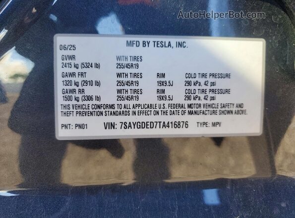 7SAYGDED7TA416876 2026 TESLA MODEL Charcoal Widok komory silnika
