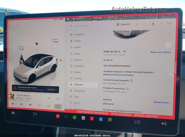 7SAYGDED9TA495922 2026 TESLA MODEL Y White 