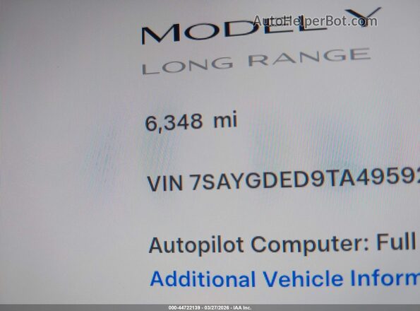 7SAYGDED9TA495922 2026 TESLA MODEL Y White 