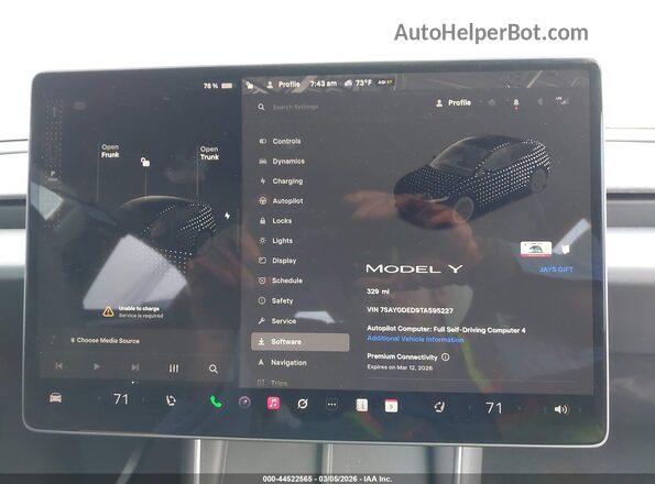 7SAYGDED9TA595227 2026 TESLA MODEL Y Gray 