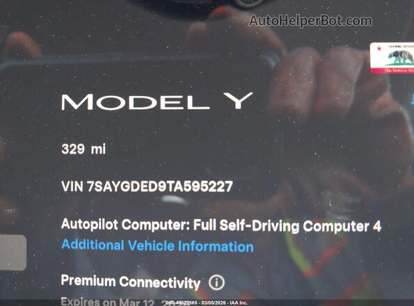 7SAYGDED9TA595227 2026 TESLA MODEL Y Gray 
