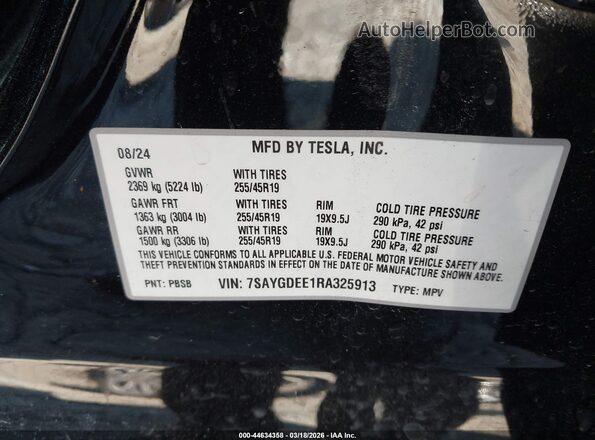 7SAYGDEE1RA325913 2024 TESLA MODEL Y Black Engine compartment view
