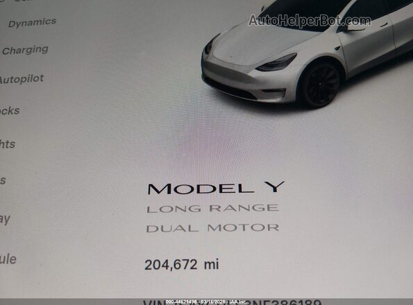 7SAYGDEE3NF386189 2022 TESLA MODEL Y Белый 
