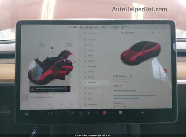 7SAYGDEE3SA340743 2025 TESLA MODEL Y Красный Вид задних сидений