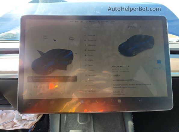 7SAYGDEE4NA007570 2022 TESLA MODEL Blue Սարքավորումների վահանակի տեսք