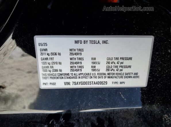 7SAYGDEE5TA409529 2026 TESLA MODEL Черный Вид подкапотного пространства