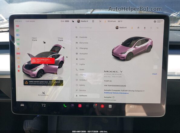 7SAYGDEE6RA326216 2024 TESLA MODEL Y Gray Հետևի նստատեղերի տեսք