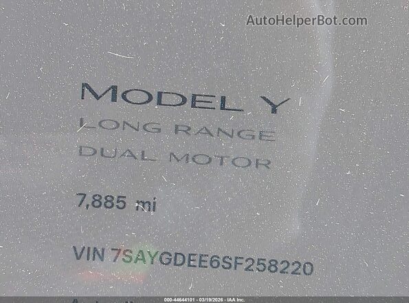 7SAYGDEE6SF258220 2025 TESLA MODEL Y Серый 