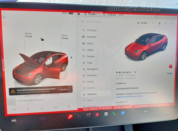 7SAYGDEE7PF601611 2023 TESLA MODEL Красный Вид щитка приборов