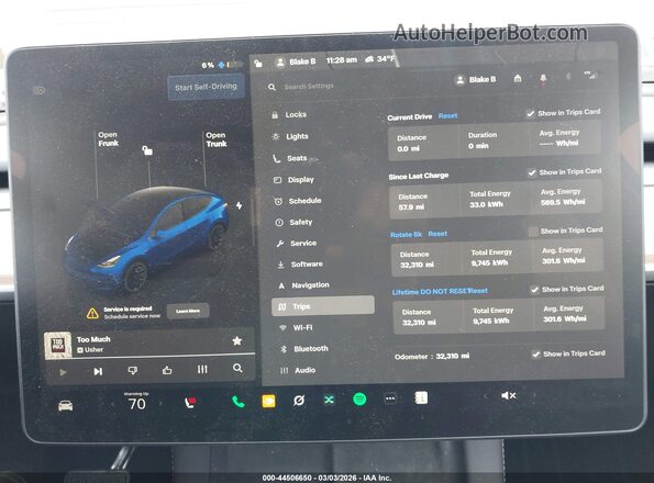 7SAYGDEE7RF986008 2024 TESLA MODEL Y Blue Հետևի նստատեղերի տեսք