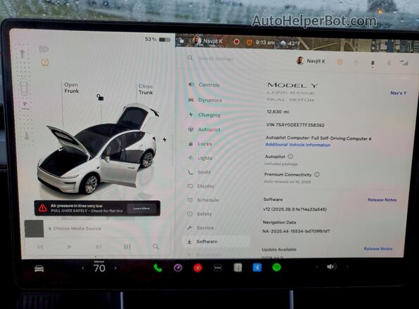 7SAYGDEE7TF358392 2026 TESLA MODEL White Вид щитка приладів