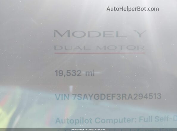 7SAYGDEF3RA294513 2024 TESLA MODEL Y Silver Панорамний вид салону 360°