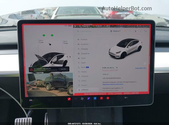 7SAYGDEF9RF061075 2024 TESLA MODEL Y Белый Вид задних сидений