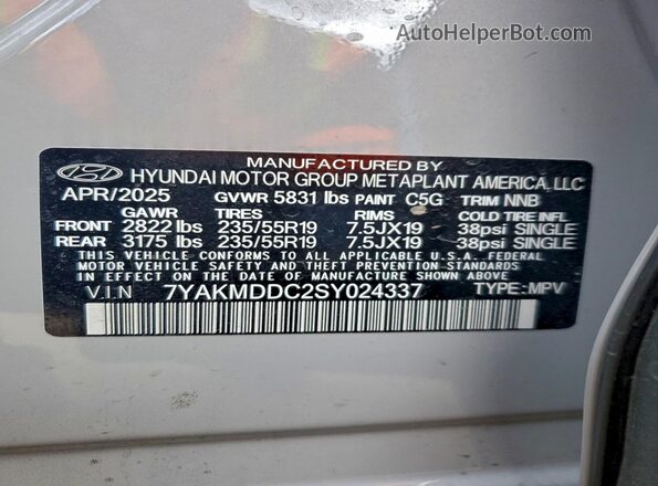 7YAKMDDC2SY024337 2025 HYUNDAI IONIQ Gray 
