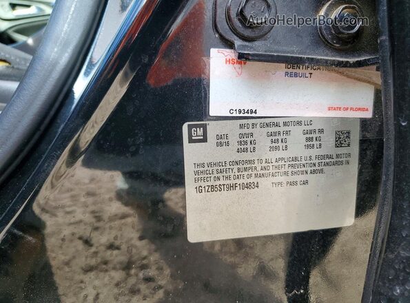 1G1ZB5ST9HF104834 2017 CHEVROLET MALIBU Черный 