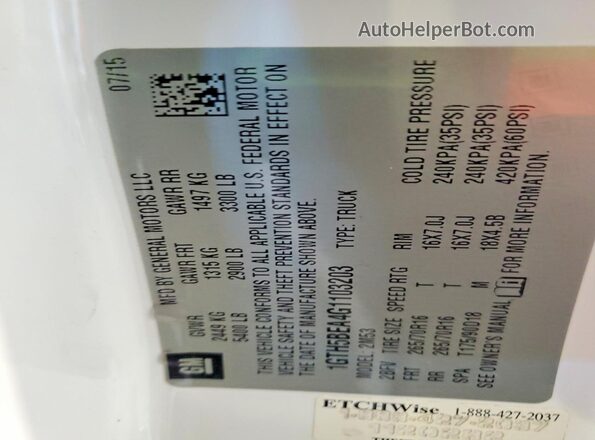 1GTH5BEA4G1103203 2016 GMC CANYON White 