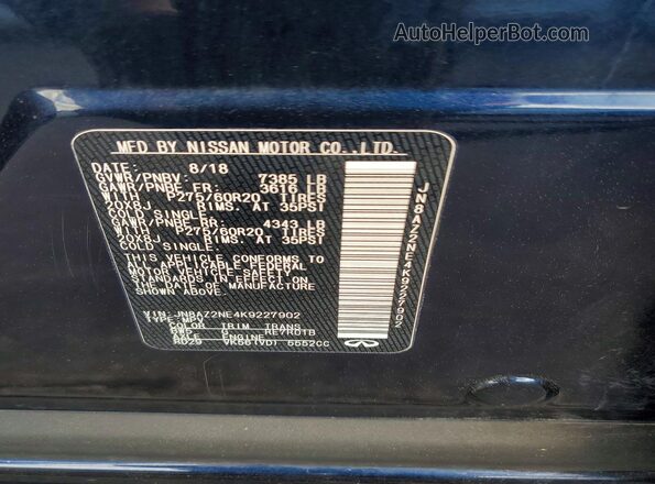 JN8AZ2NE4K9227902 2019 INFINITI QX80 Blue 
