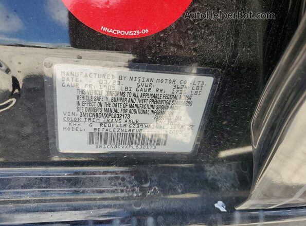 3N1CN8DVXPL832173 2023 NISSAN VERSA Black 