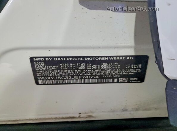 WBXYJ5C33JEF74654 2018 BMW X2 White 